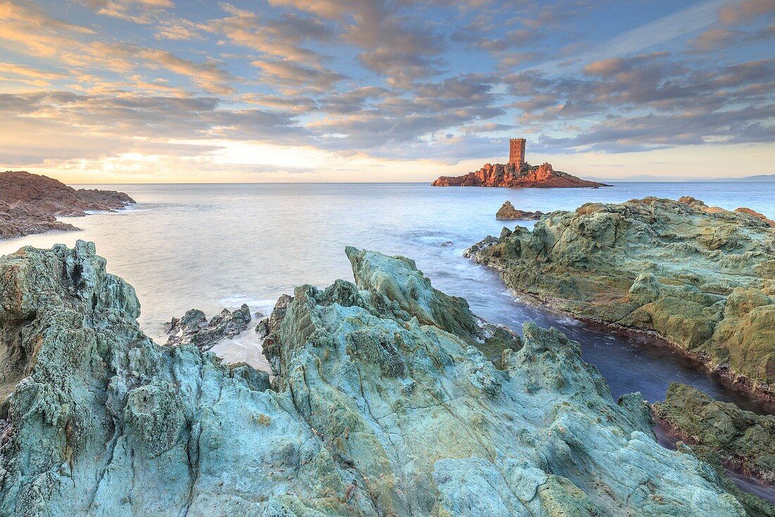 France, Var, Saint Raphael, Cape of Dramont, the tower of the ile d'Or