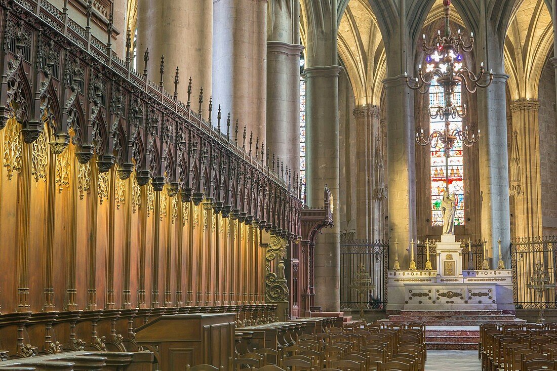 France, Aveyron, Rodez, choir stalls, Notre Dame cathedral, 12th-16th century