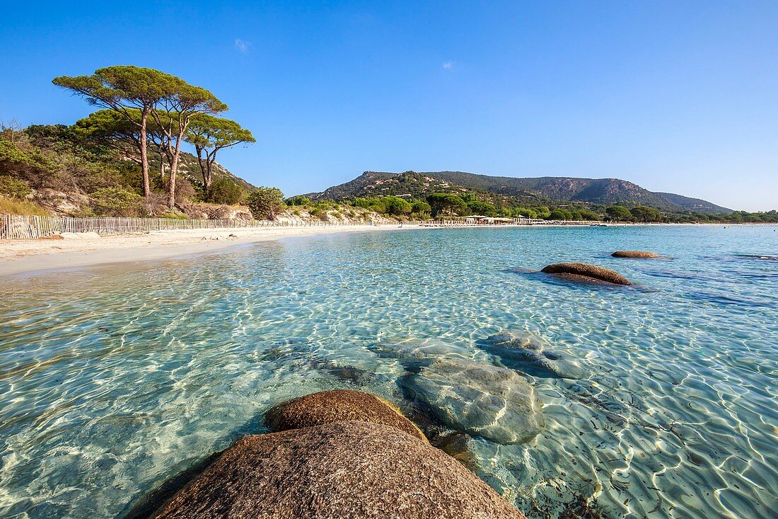 France, Corse du Sud, Porto Vecchio, Palombaggia, granite rocks of the beach of Palombaggia