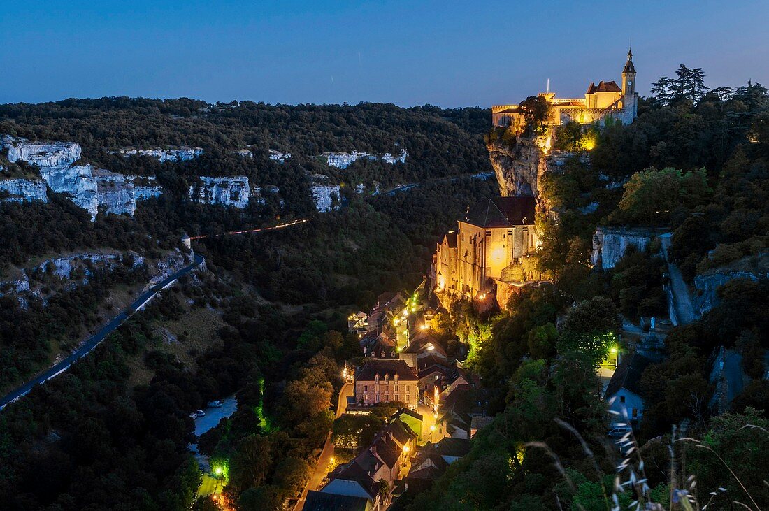 France, Lot, Rocamadour, view from l'Hospitalet