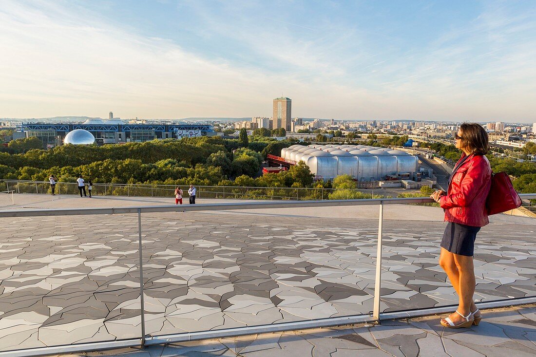 France, Paris, the Parc de la Villette, La Philarmonie de Paris by architect Jean Nouvel, Roof Terrasse open to the public