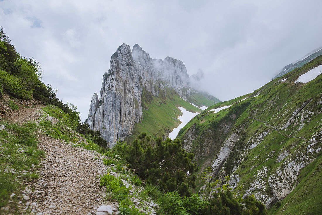 Cliff at Kreuz Mountains in Appenzell, Switzerland