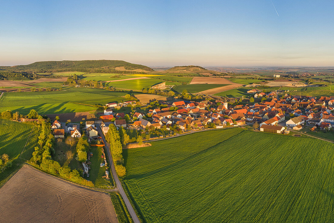 Aerial view of Nenzenheim, Kitzingen, Lower Franconia, Franconia, Bavaria, Germany, Europe