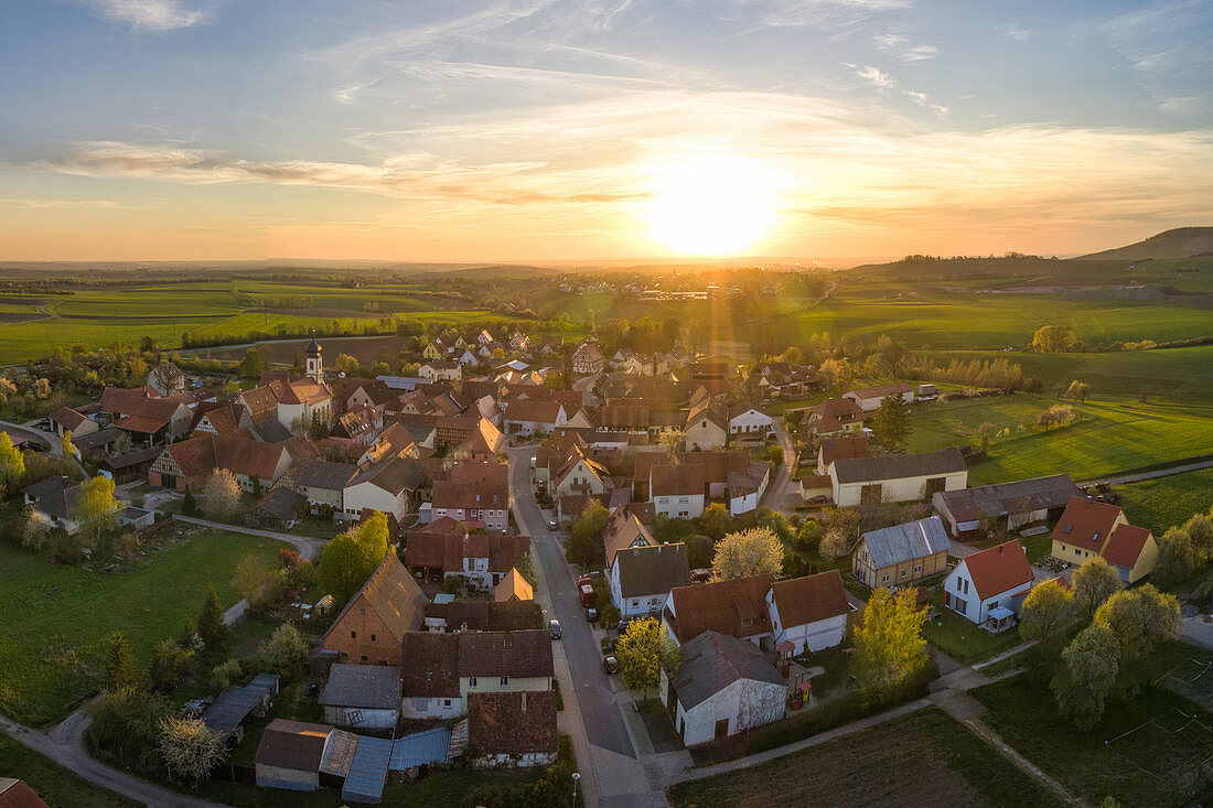 Aerial view of Possenheim, Kitzingen, Lower Franconia, Franconia, Bavaria, Germany, Europe