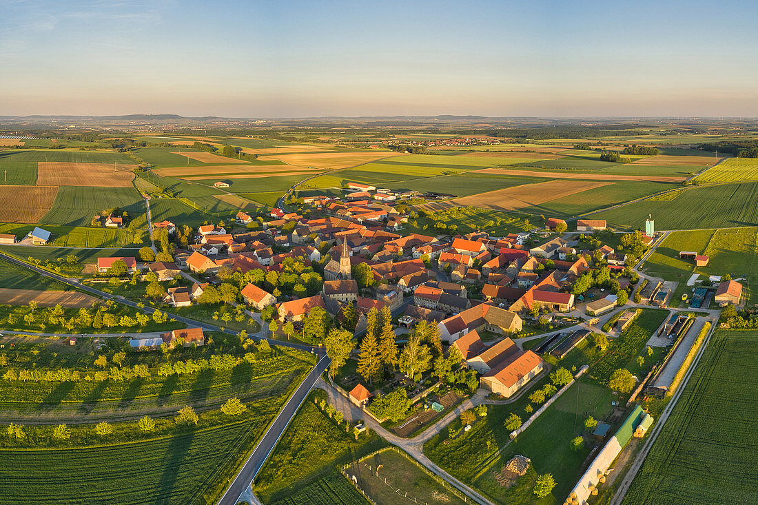 Aerial view of Westheim, Kitzingen, Lower Franconia, Franconia, Bavaria, Germany, Europe