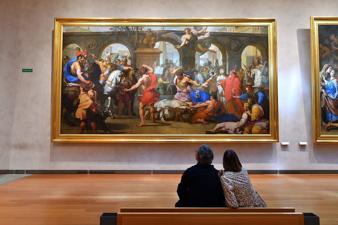 France, Rhone, Lyon, historical site listed as World Heritage by UNESCO, Palais Saint Pierre, Musee des Beaux Arts (Fine Art Museum)t, hall of the paintings of the XVIIth century, The Flagellation of Saint Gervais of Eustache Le Sueur and Thomas Goussé (1654/55)