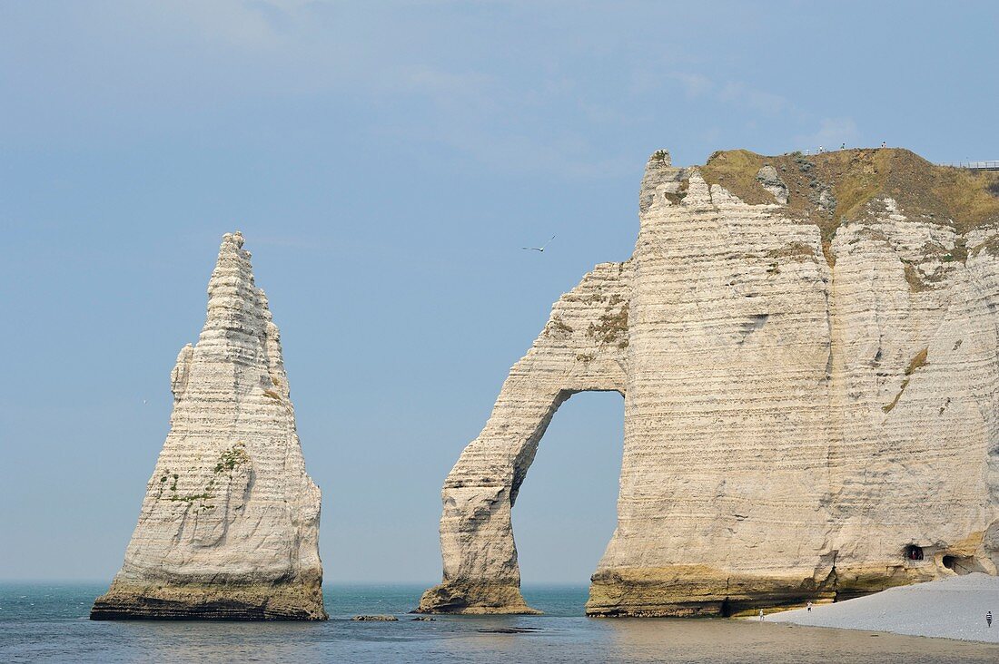 France, Seine Maritime, Etretat, Cliff of Aval and the Aiguille Creuse