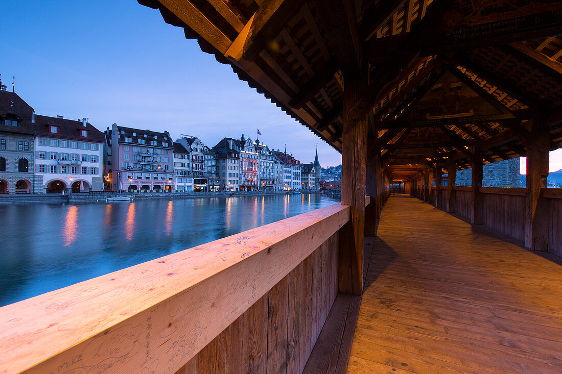 Europe, Switzerland, Lucerne at sunrise .