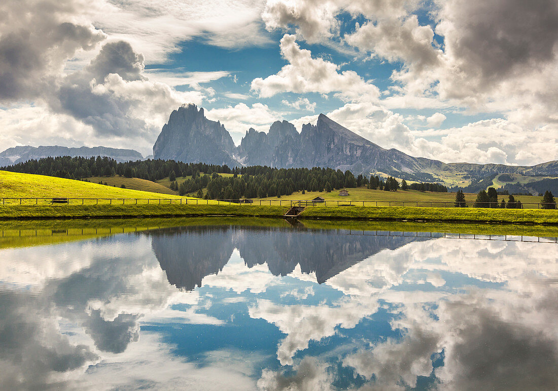 Alpe di Siusi (Seiser Alm), Langkofel- und Plattkofel-Dolomiten, Südtirol, Provinzen Bozen, Trentino-Südtirol, Italien, Europa