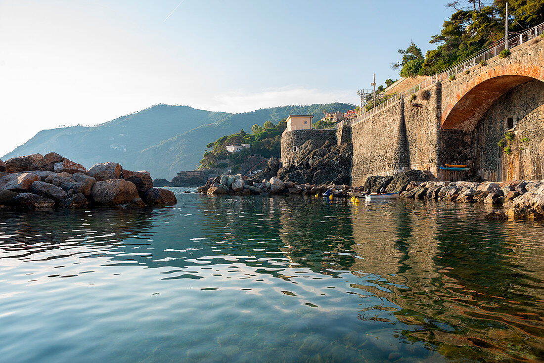 Framura, Spezia province, Liguria, Italy, Europe, View from the small harbour 