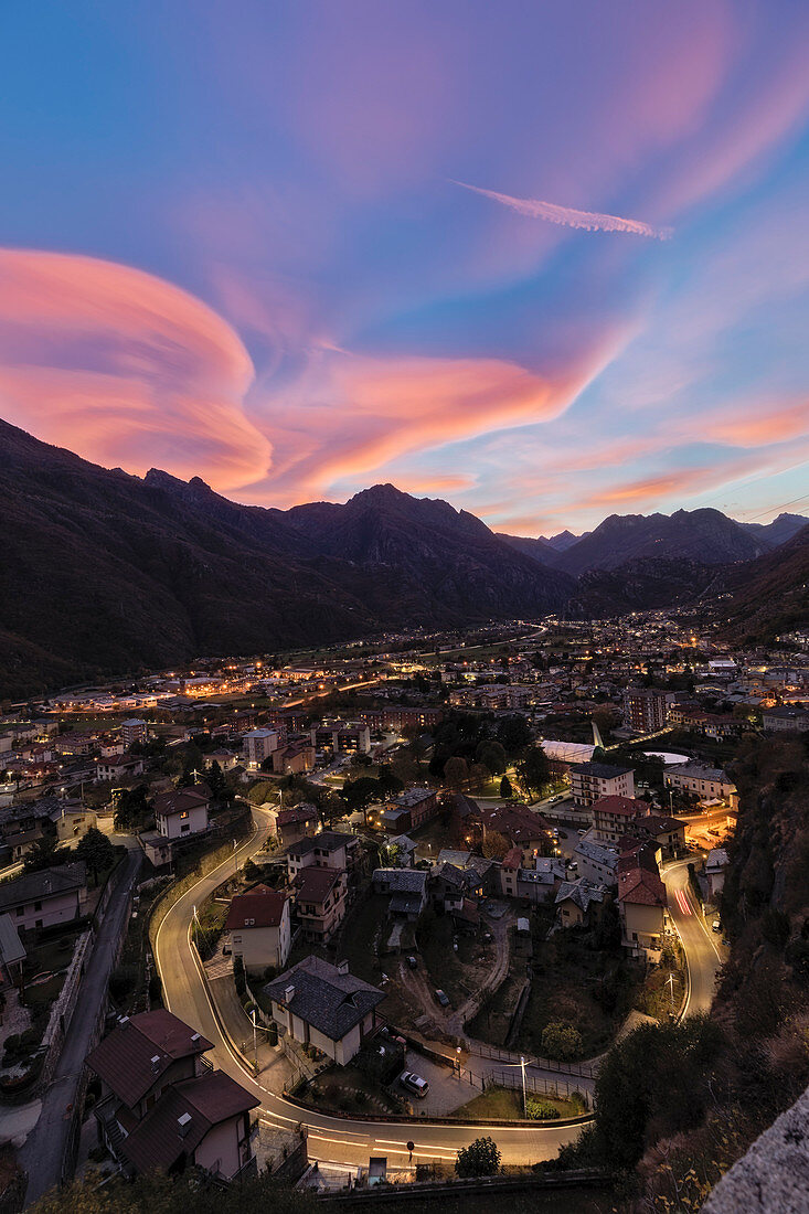 Pont-Saint-Martin at sunset, Aosta Valley, Italy