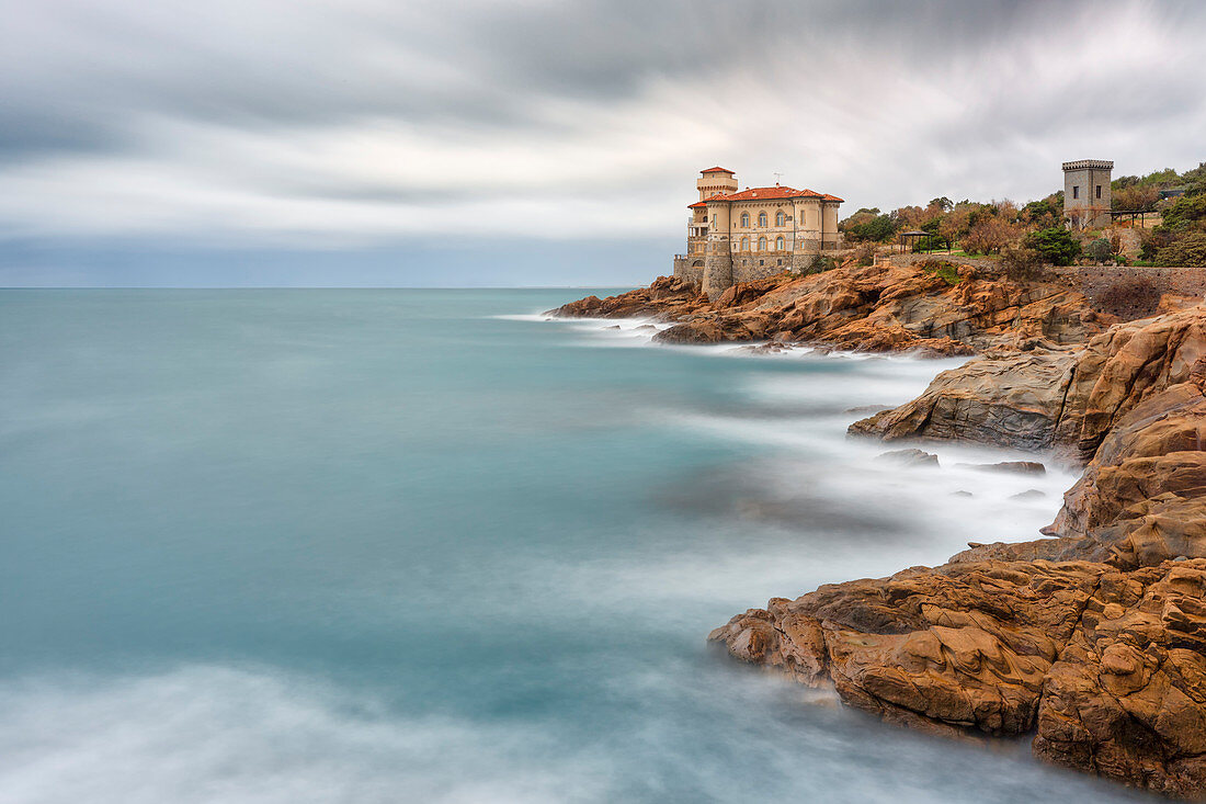 long exposure to capture the sunset a Boccale Castle, municipality of Livorno, Livorno province, Tuscany district, Italy, Europe.