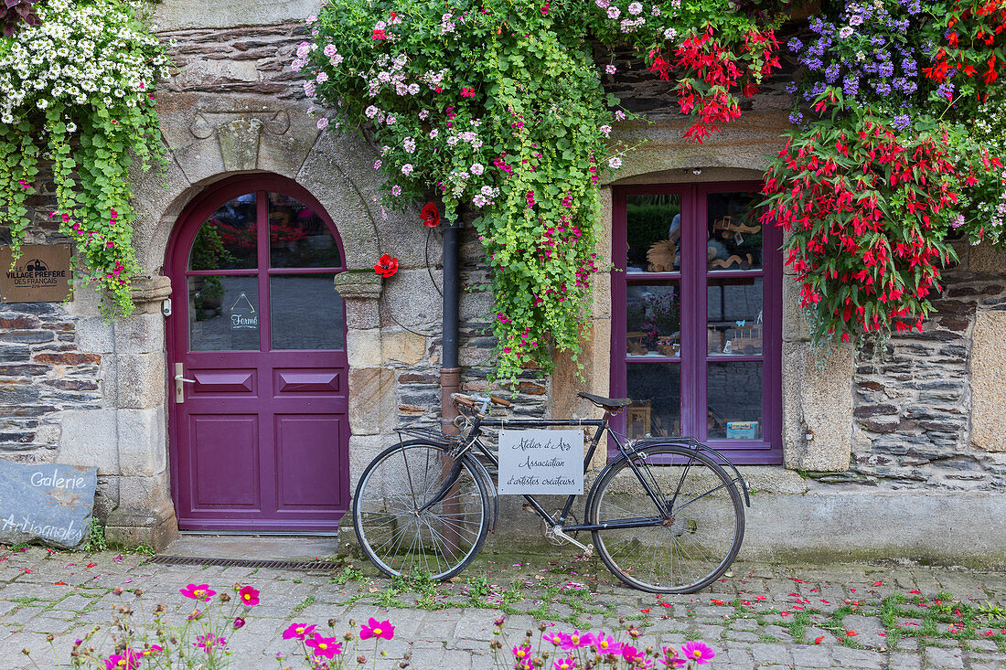 Brittany, France,Rochefort-en-Terre. Brittany architectural details,typical shop Rochefort-en-Terre village