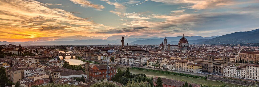 Italien, Toskana, Florenz, Historisches Zentrum, UNESCO-Weltkulturerbe, Panoramablick auf die Stadt