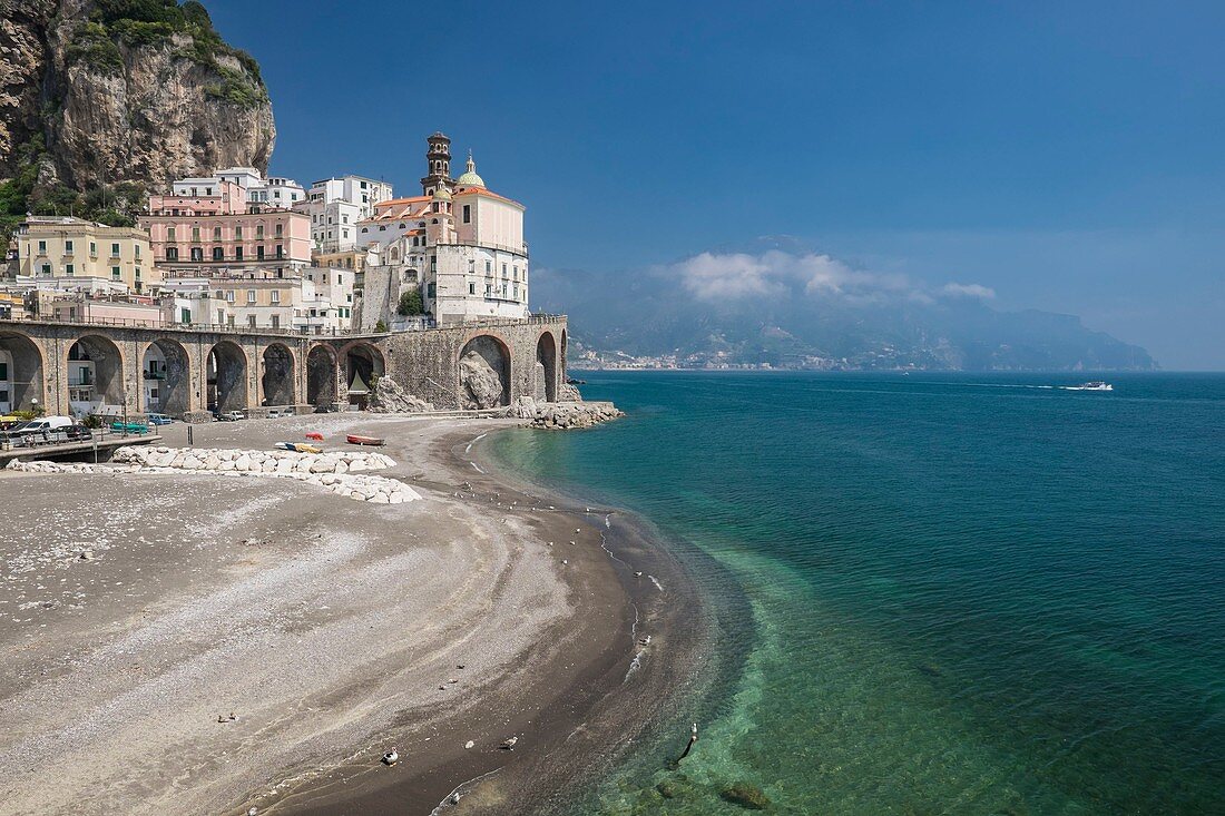 Italy, Campania region, Amalfi Coast listed as a UNESCO World Heritage Site, Atrani is the smallest city in the south of Italy, Santa Maria Maddalena church