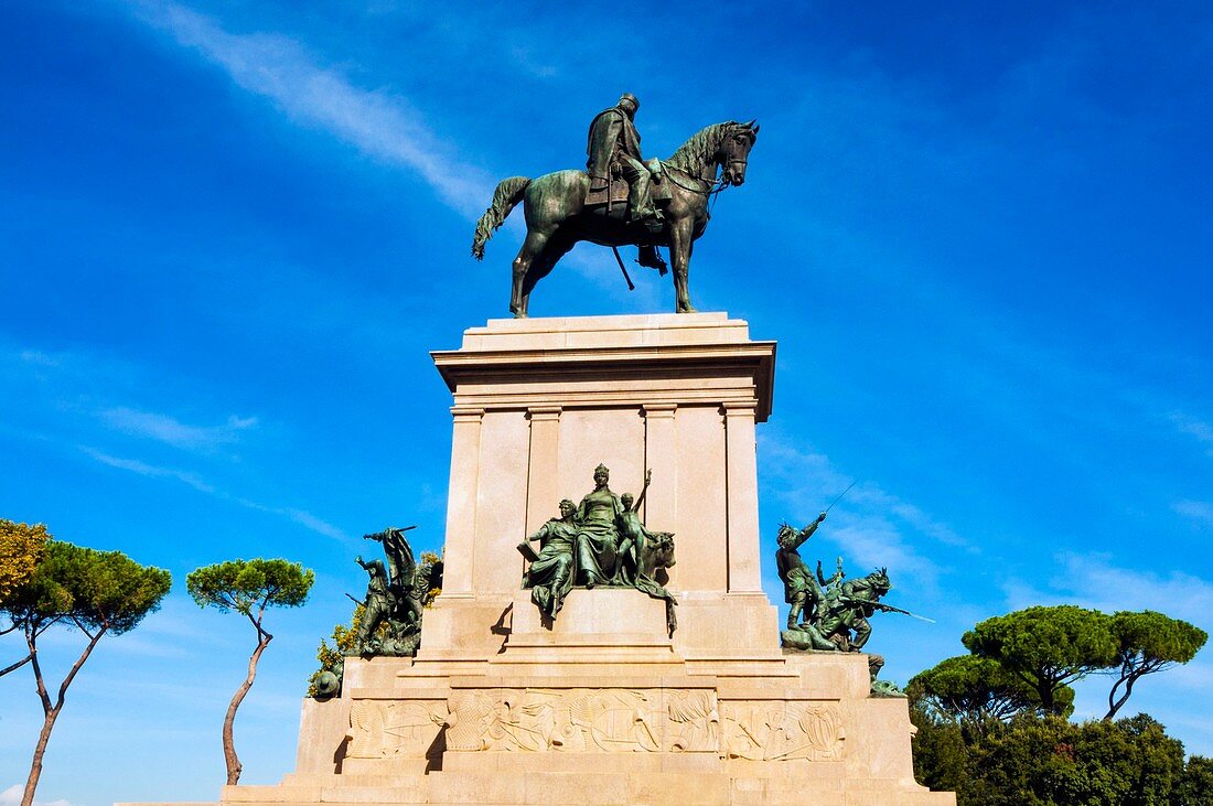 Italien, Latium, Rom, Historisches Zentrum, UNESCO-Weltkulturerbe, Der Gianicolo (auch Janiculum genannt), Das Reitdenkmal, das Giuseppe Garibaldi gewidmet ist