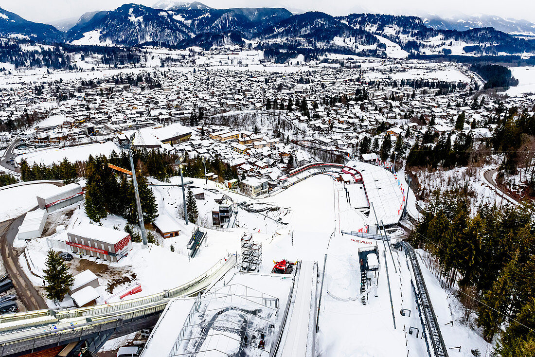 Trainingsgelände der Skispringer in Oberstdorf, Allgäu, Deutschland