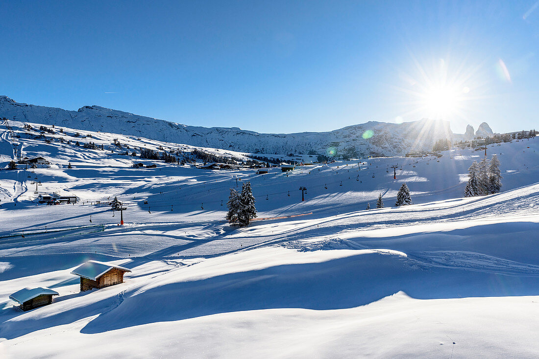 Ski area Alpe di Siusi, South Tyrol, Italy