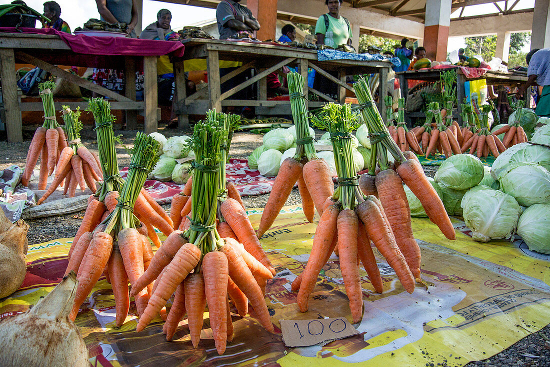 Carrots on market in Tanna, Vanuatu, South Pacific, Oceania
