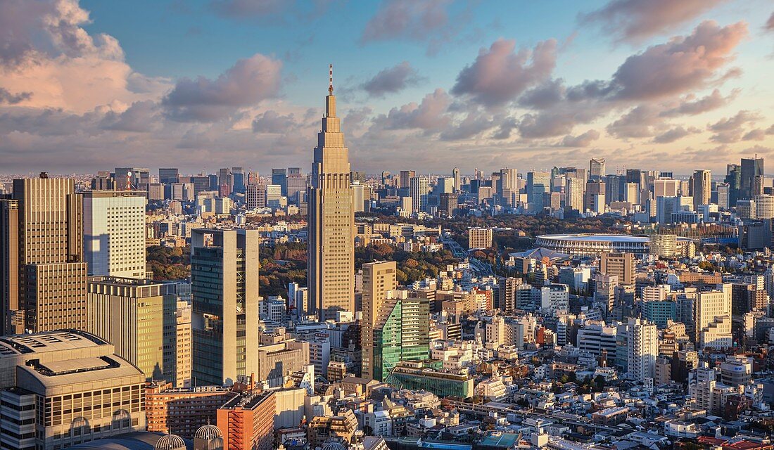 Japan ,Tokyo NTT Docomo tower and central Tokyo