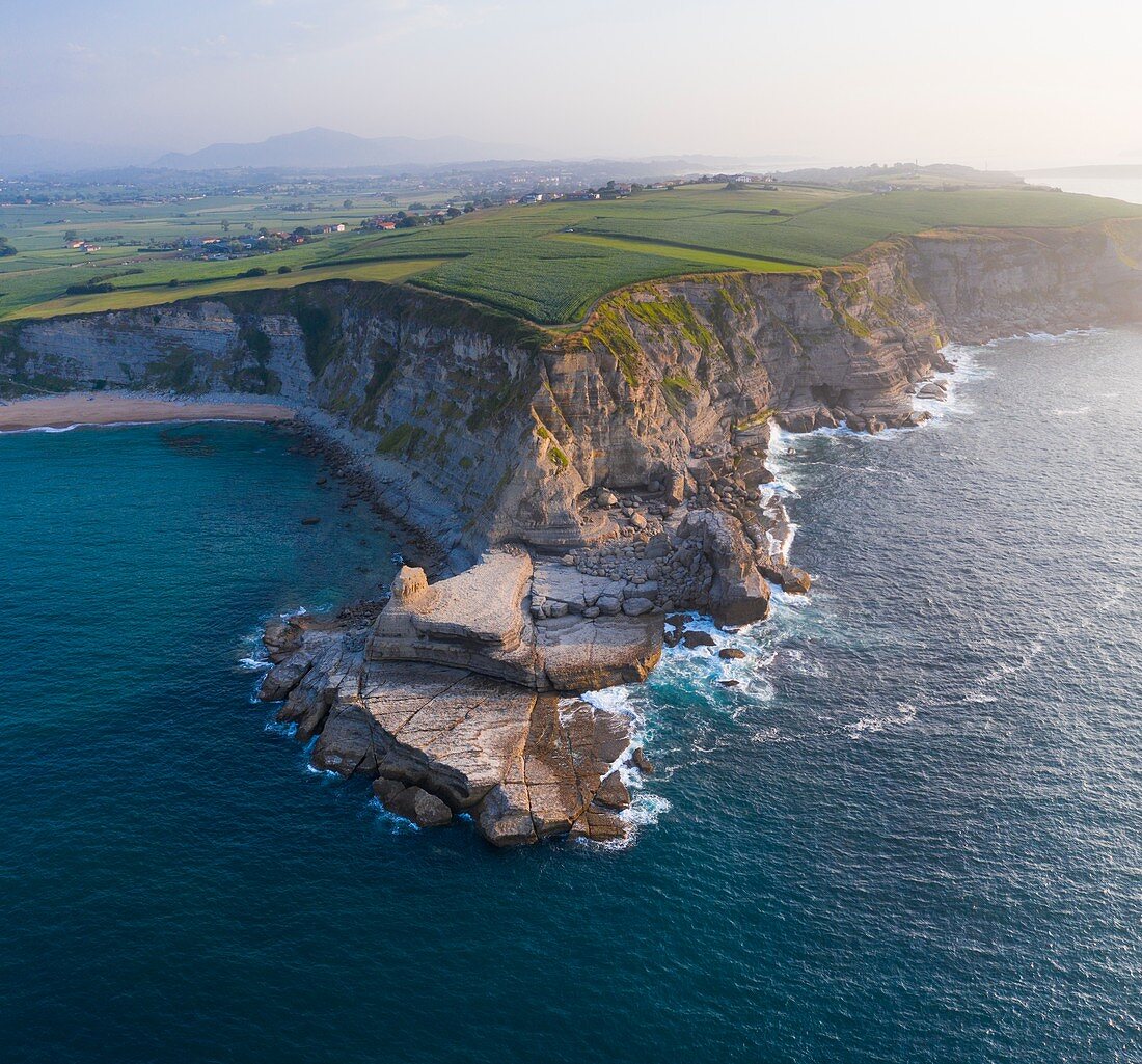 Aerial View, Langre beach, Langre, Ribamontan al Mar  Municipality, Cantabria, Cantabrian Sea, Spain, Europe