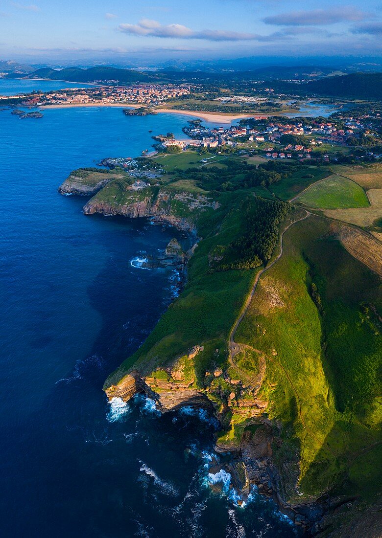 Aerial View, Cabo Quejo, Ecoparque Trasmiera, Arnuero  Municipality, Cantabria, Cantabrian Sea, Spain, Europe