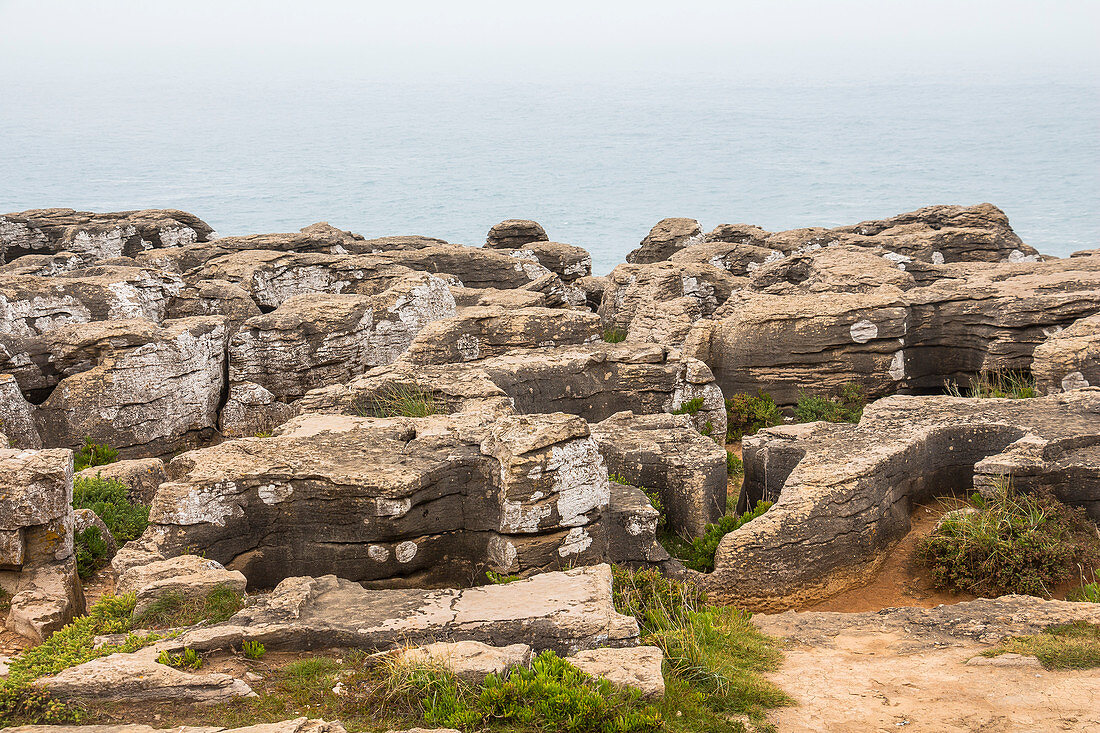 Cape &quot;Cabo Carvoeiro&quot; in light fog, Peniche, Portugal