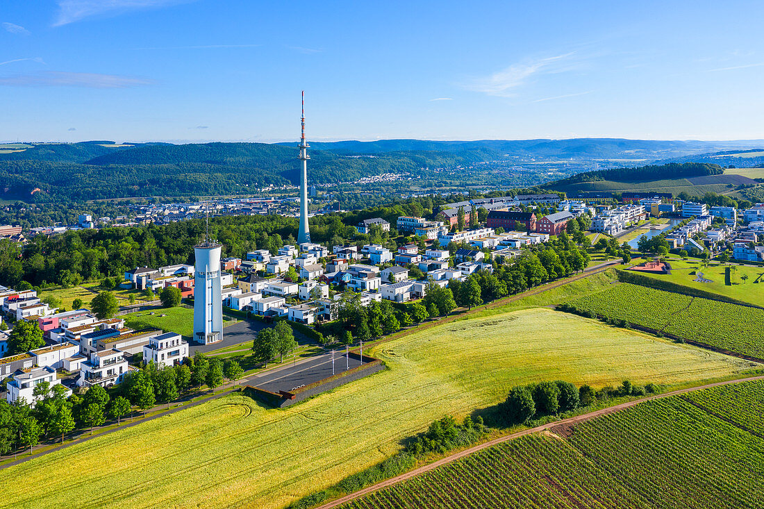 Luftaufnahme des Petrisbergs, Trier, Mosel, Rheinland-Pfalz, Deutschland
