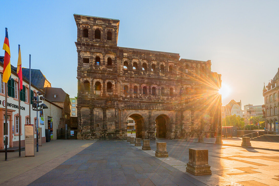 Sunrise at Porta Nigra, Trier, Mosel, Rhineland-Palatinate, Germany