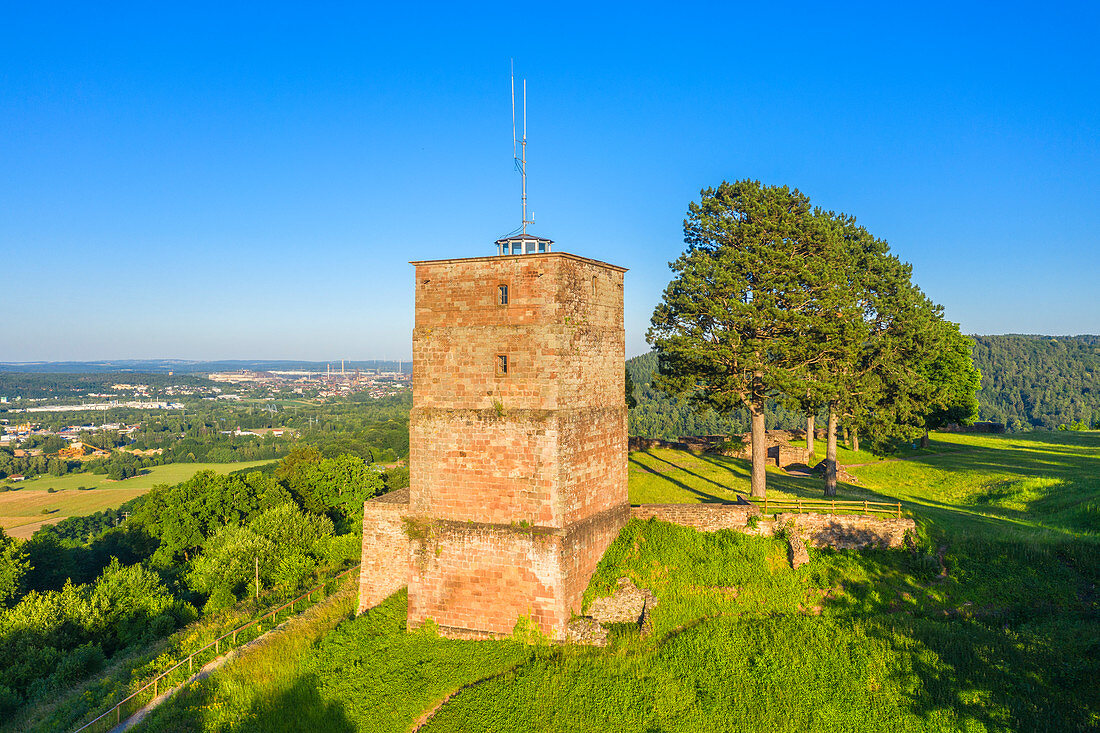 Luftaufnahme der Burg Siersberg, Rehlingen-Siersburg, Saarland, Deutschland