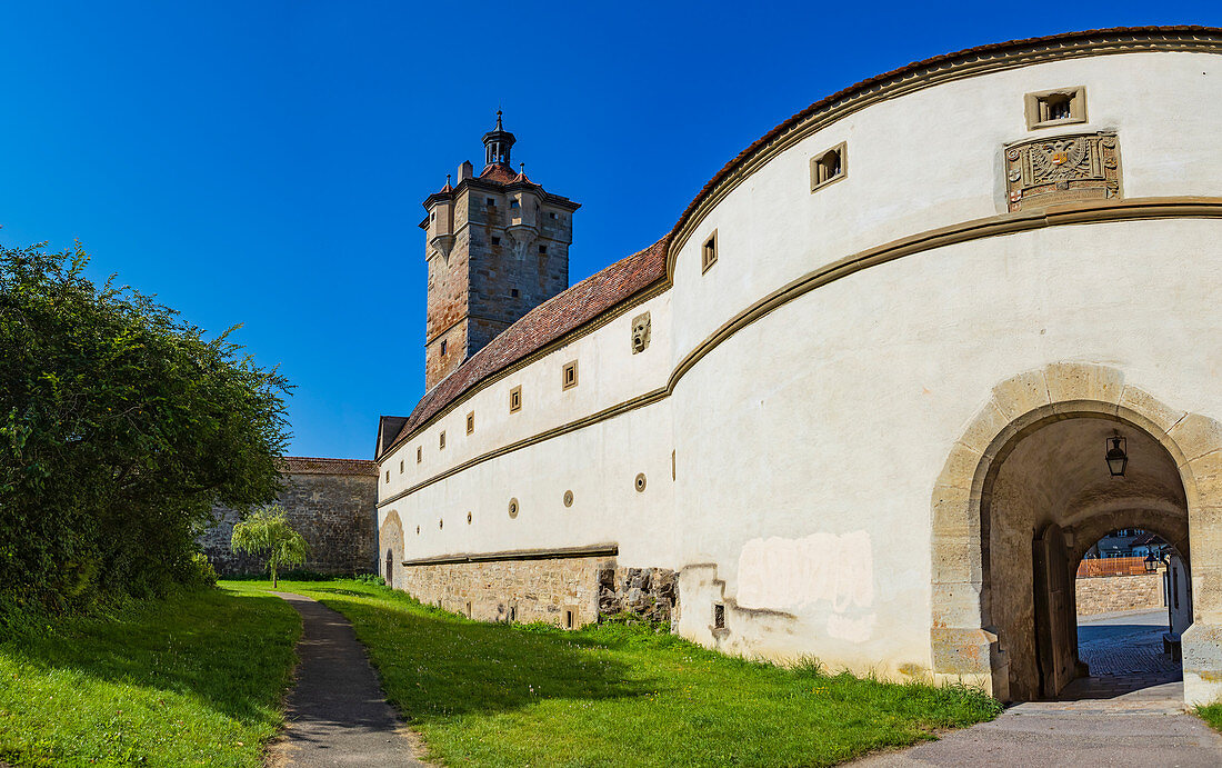City wall and Klingentor in Rothenburg ob der Tauber, Germany