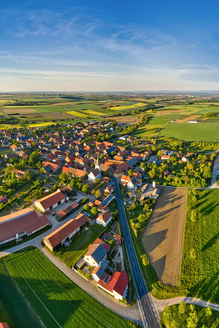 Aerial view of Kaltensondheim, Kitzingen, Lower Franconia, Franconia, Bavaria, Germany, Europe