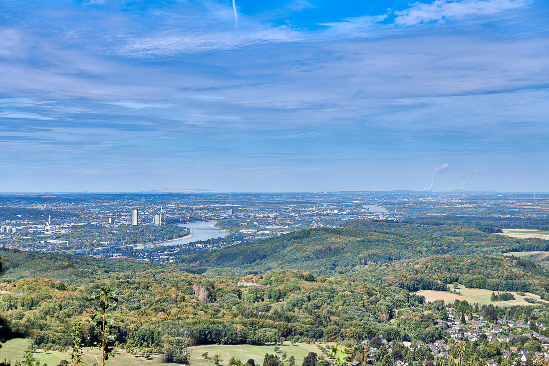 View from the Mount of Olives over the Siebengebirge to Bonn and Cologne, Siebengebirge, Germany