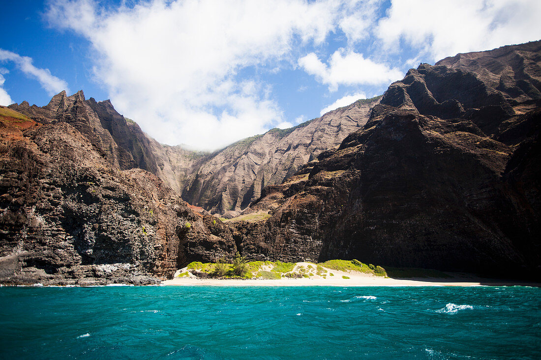 Na Pali Cliffs seen from the Pacific Ocean, Kauai, Hawaii