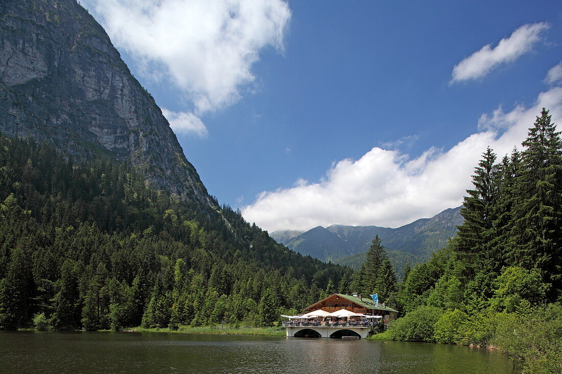 Restaurant Pflegeersee, Garmisch-Partenkirchen, Werdenfelser Land, Upper Bavaria, Bavaria, Germany