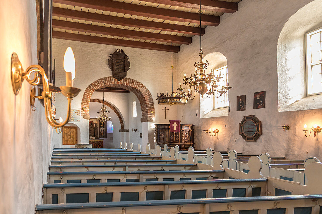 Interior of the Church of St. Martin zu Morsum, Sylt, Schleswig-Holstein, Germany