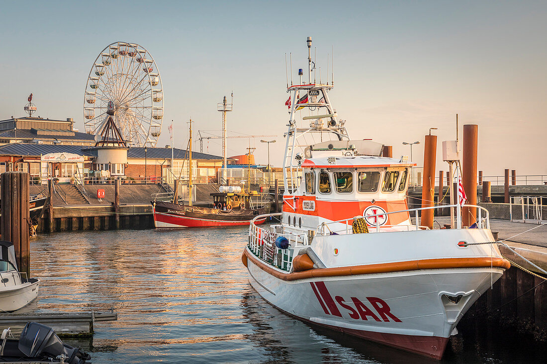 Rescue cruiser in the port of List, Sylt, Schleswig-Holstein, Germany