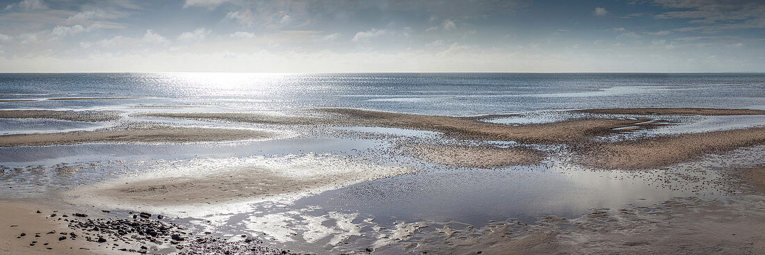 Sonnenaufgang auf der Wattseite zwischen Kampen und List, Sylt, Schleswig-Holstein, Deutschland