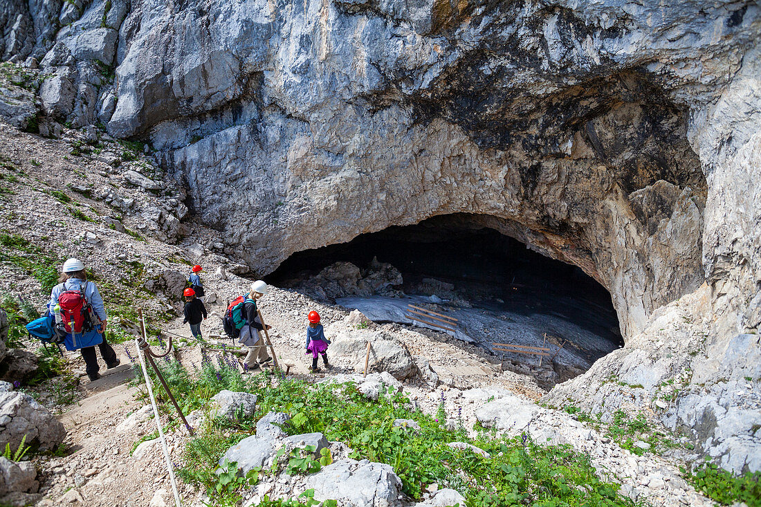 Entrance to the Schellenberger Ice Cave, Untersberg massif, Berchtesgadener Land, Upper Bavaria, Alps, Europe