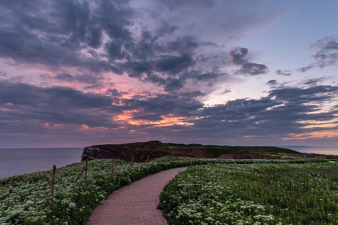 Evening mood hiking trail Helgoland Oberland, North Sea, Schleswig-Holstein, Germany
