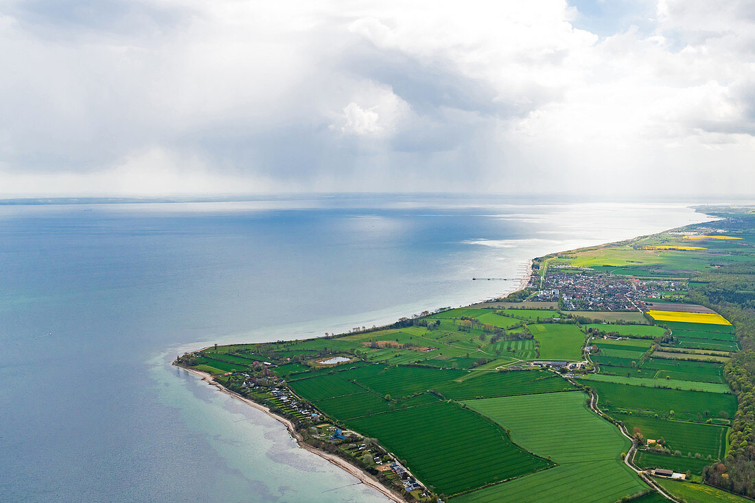 Dahmeshöved from the air with a view of Kellenhusen, Baltic Sea, Schleswig-Holstein, Germany