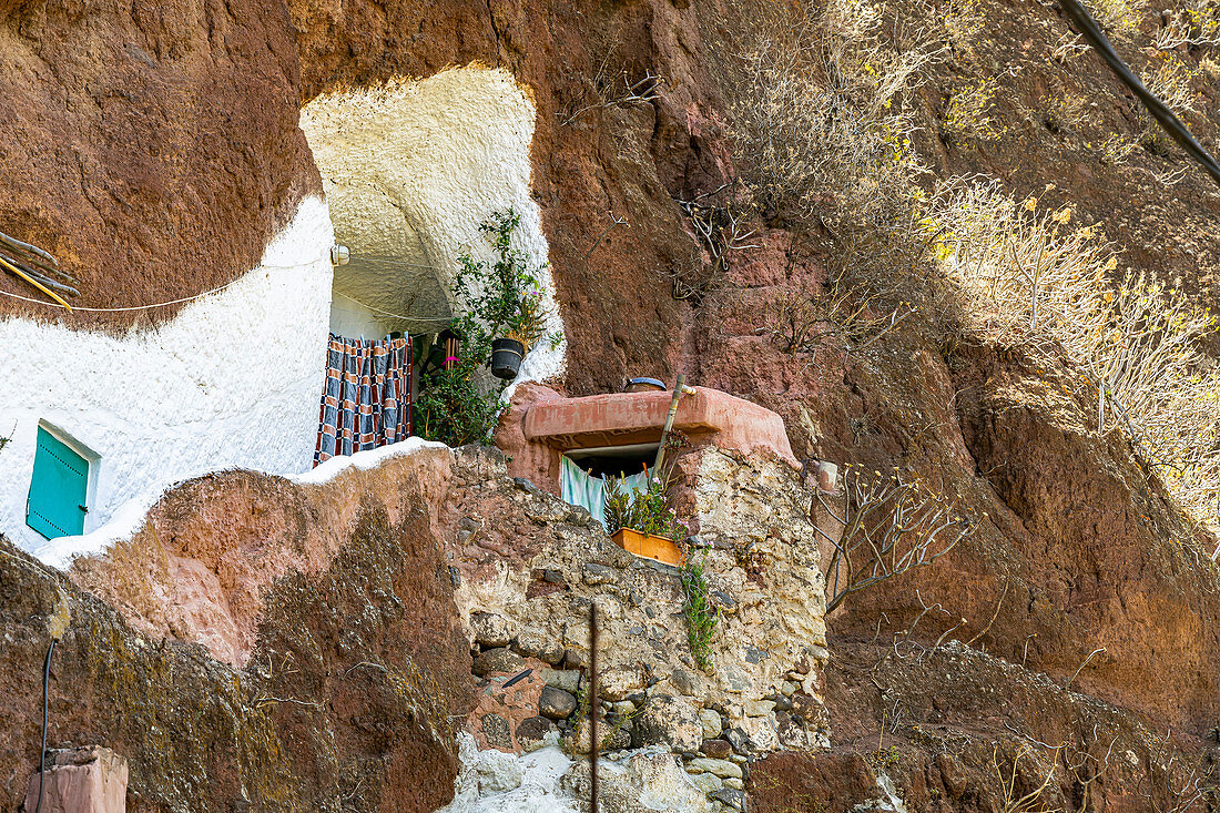 Wohnhöhle in der Guayadeque Schlucht, Osten von Gran Canaria, Spanien
