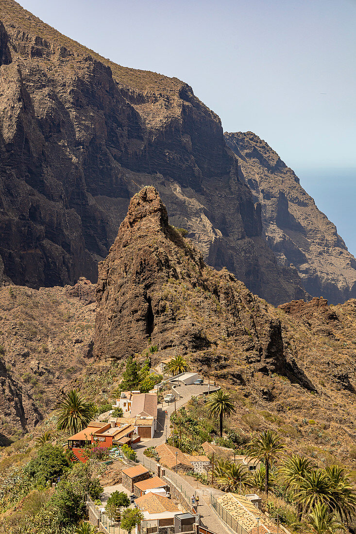View of the mountain village Masca in the Teno Mountains, Tenerife, Spain