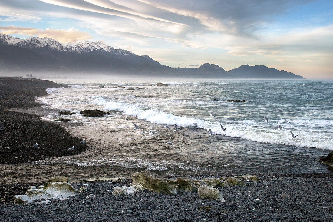 Clarence River at Kaikoura in the Kaikoura District, New Zealand.