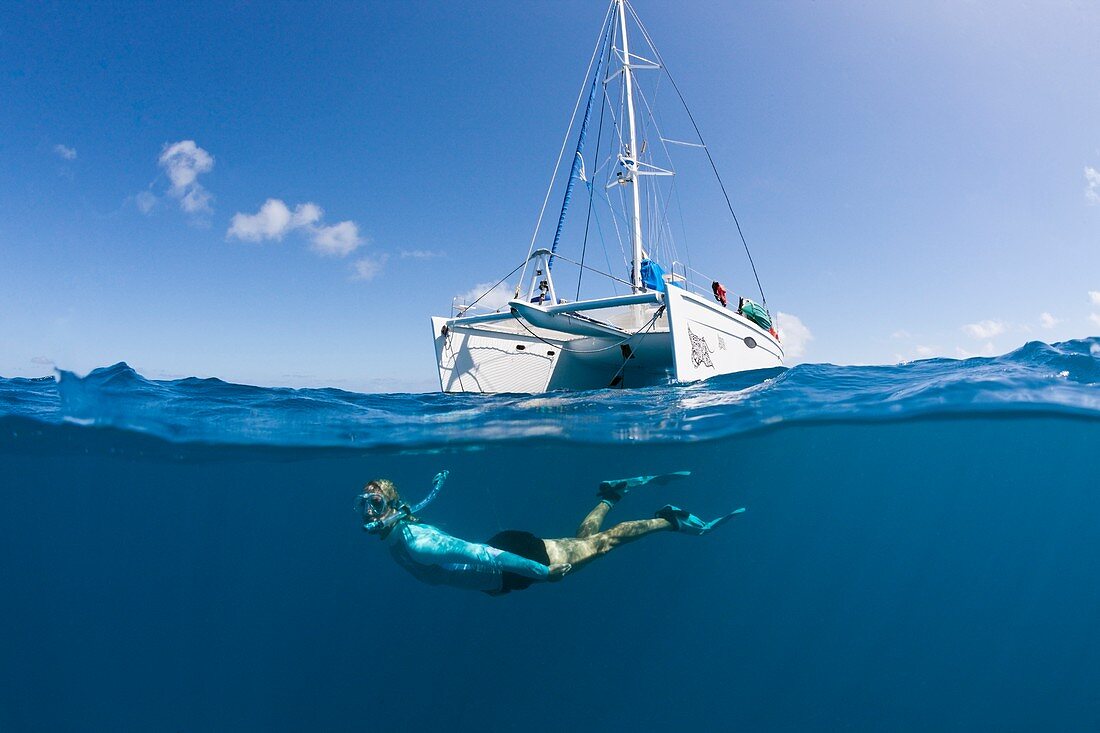 Snorkeling at French Polynesia, Apataki Atoll, Tuamotu Archipel, French Polynesia