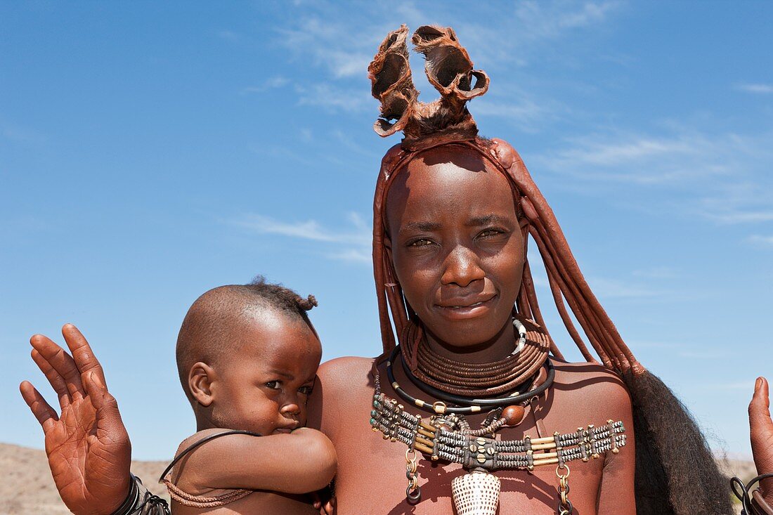 Himba Frau mit Baby, Damaraland, Namibia