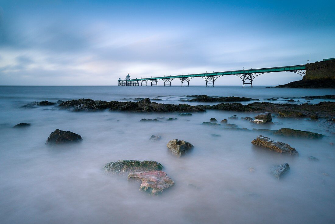Clevedon Pier in the Severn Estuary, North Somerset, England.