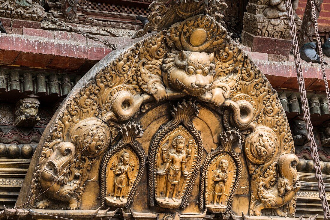 Detail of the entrance to Changu Narayan Temple in Kathmandu Valley, Nepal