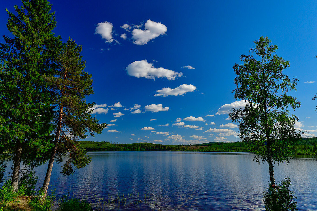 Ein großer, einsamer See bei Lycksele, Norrbottens Län, Schweden