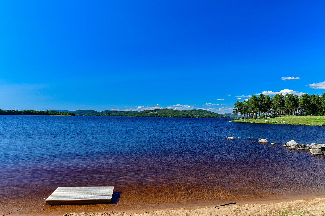Bathing platform on Lake Orsjön, Tomterna, Västernorrland, Sweden
